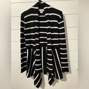 Size Medium Stripe Black and White Cardigan Carmen Marc Valvo